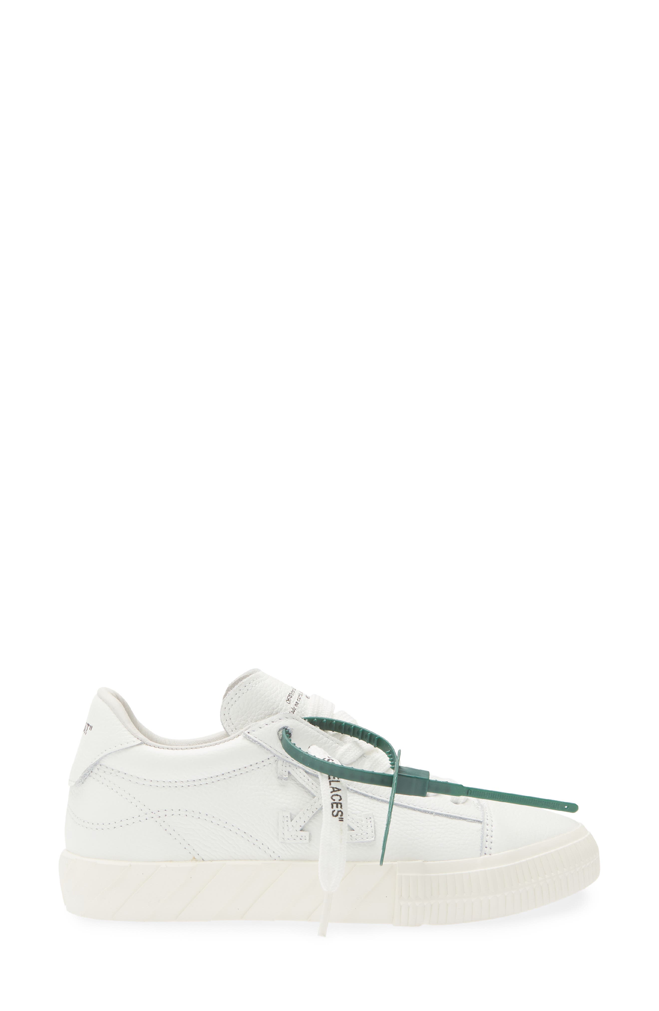 Off-White Low Vulcanized Leather Sneaker, Alternate, color, White White