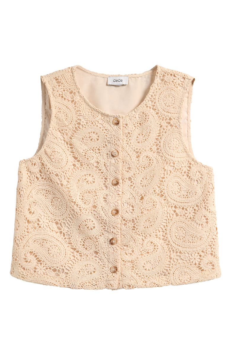 CeCe Crochet Vest, Alternate, color, Natural
