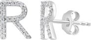 EFFY Sterling Silver Diamond 'R' Stud Earrings