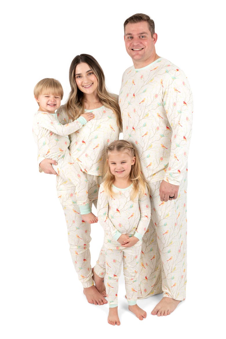 Men's Viscose Matching Family Holiday Pajamas, Reindeer & Polar Bear Prints, Alternate, color, Birds