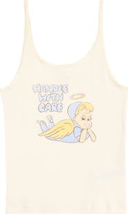 Re/Done Lace Trim Graphic Camisole