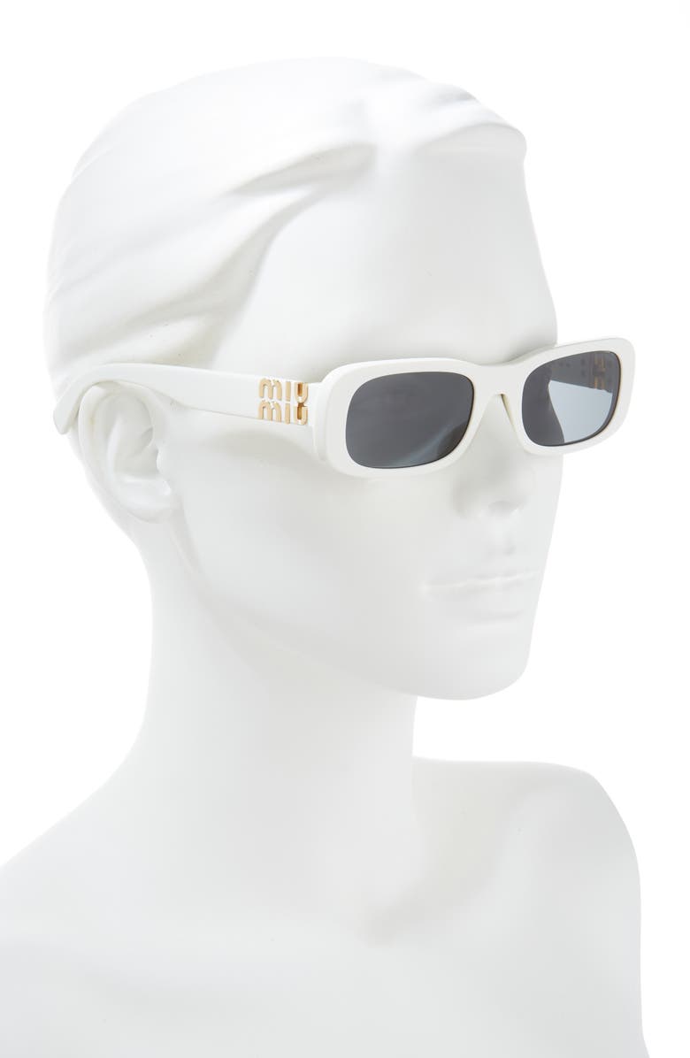 Miu Miu 53mm Rectangular Sunglasses, Alternate, color, Dark Grey