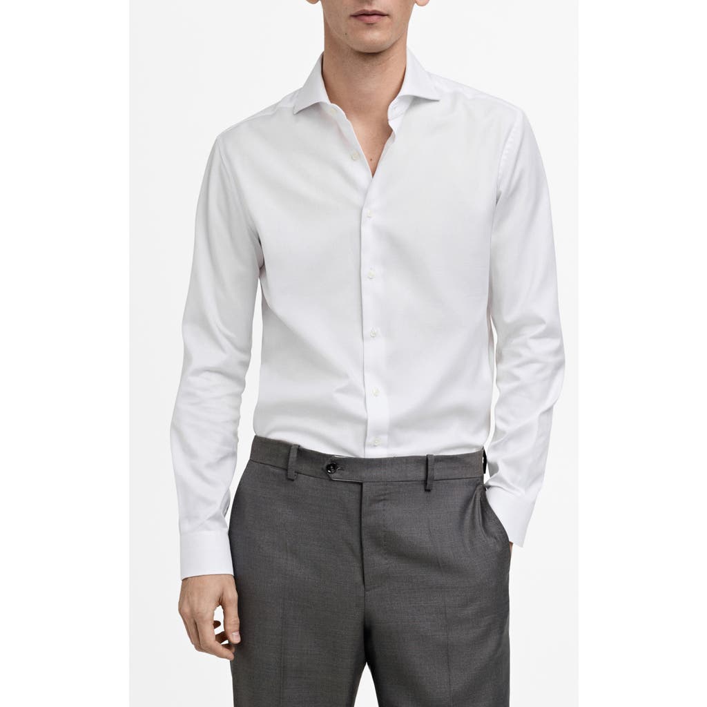 Mango Regular Fit Pinstripe Cotton Button-up Shirt In White