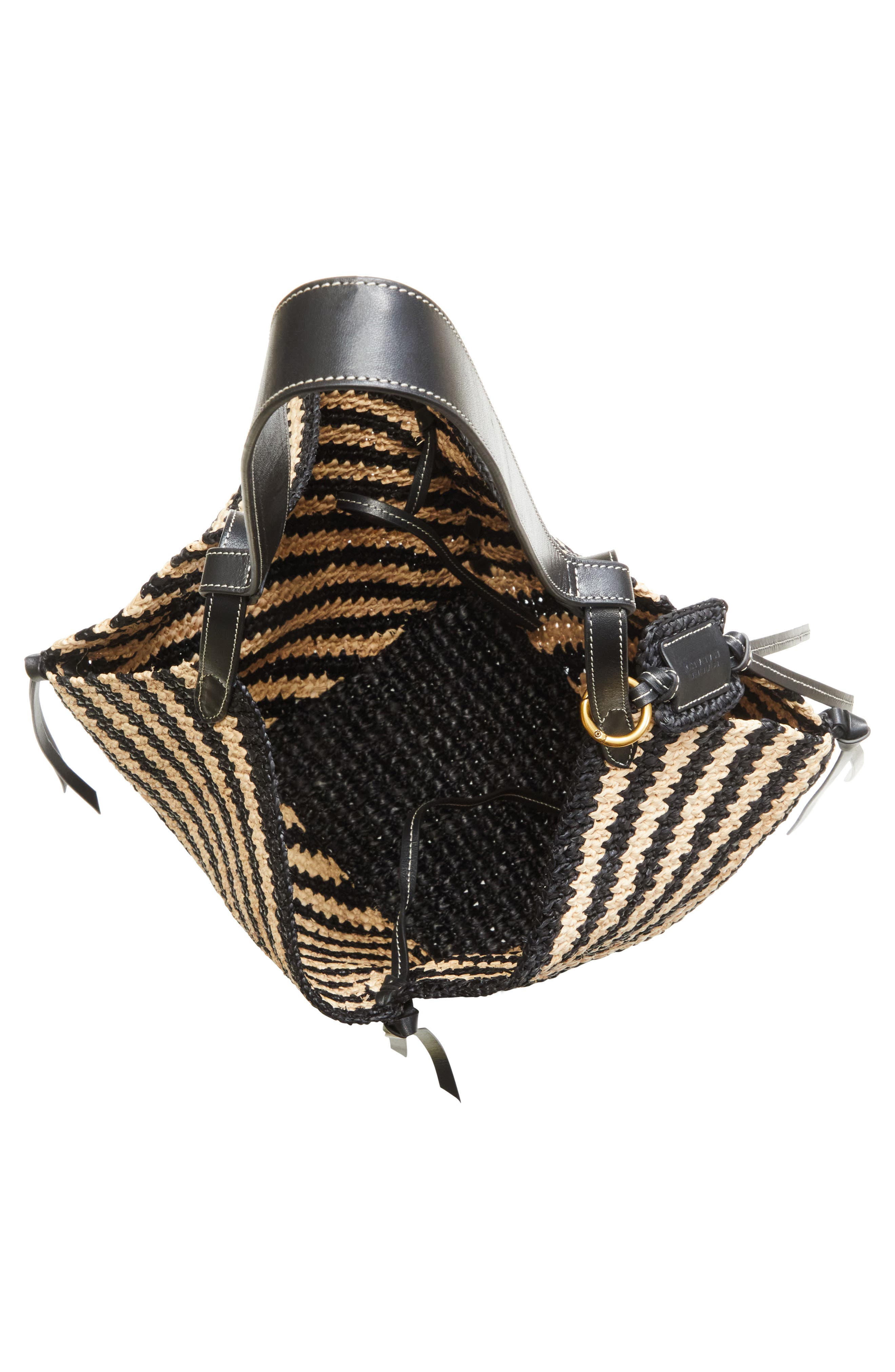 Isabel Marant Tampa Stripe Raffia Tote, Alternate, color, Black/ Natural