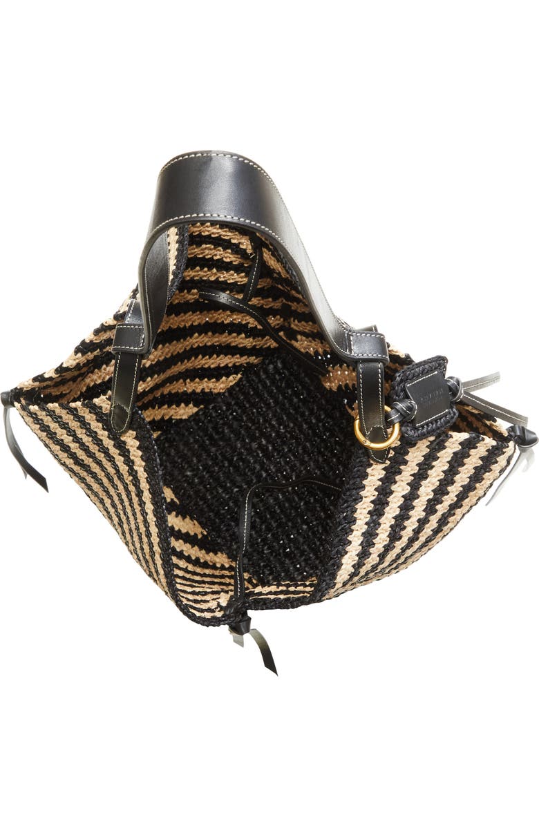 Isabel Marant Tampa Stripe Raffia Tote, Alternate, color, Black/ Natural