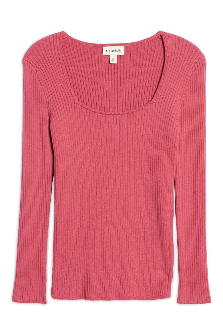 Rib Scoop Neck Sweater, Alternate, color, PINK MALAGA