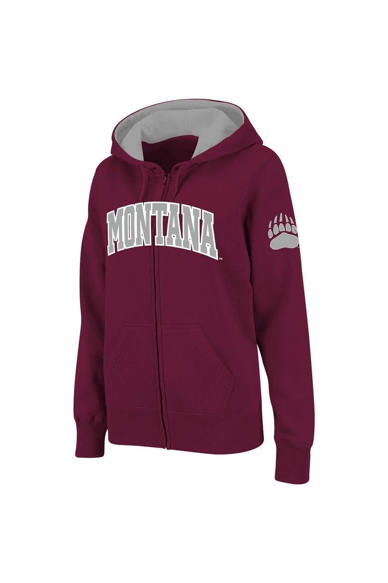 Women's Stadium Athletic Maroon Montana Grizzlies Arched Name Full-Zip Hoodie, Main, color, Maroon