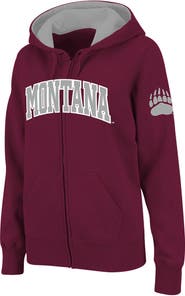 COLOSSEUM Women's Stadium Athletic Maroon Montana Grizzlies Arched Name Full-Zip Hoodie