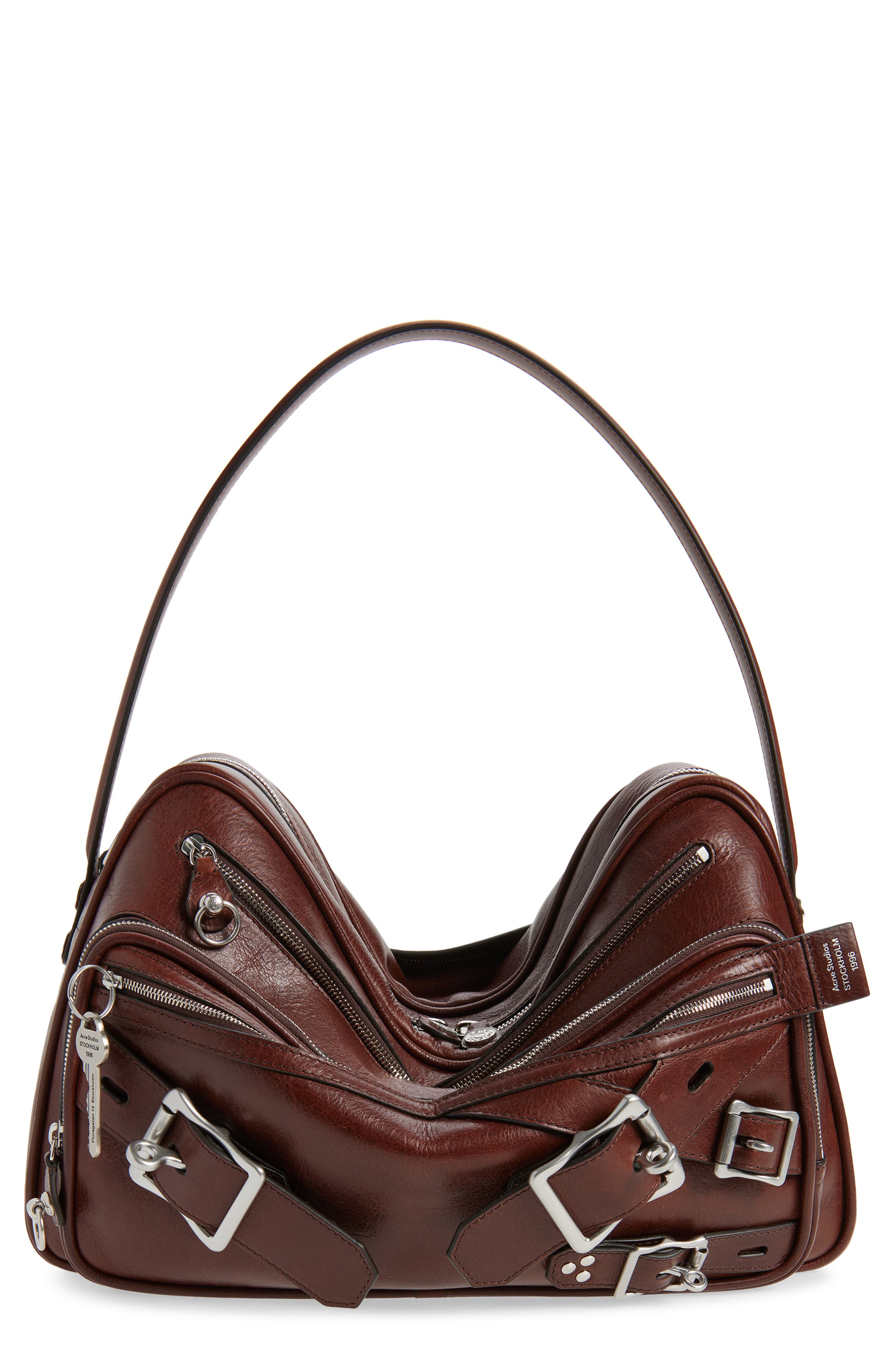 Acne Studios Camero Belts Camera Bag, Main, color, Cognac Brown