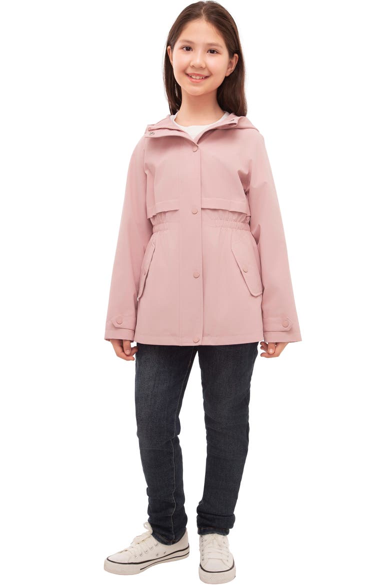 Kids' Trench Coat Hip-Length Hooded Jacket, Alternate, color, Pink