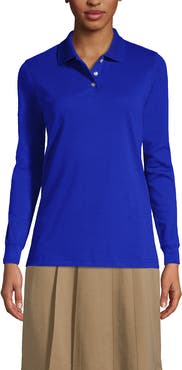 Lands' End School Uniform  Long Sleeve Interlock Polo Shirt
