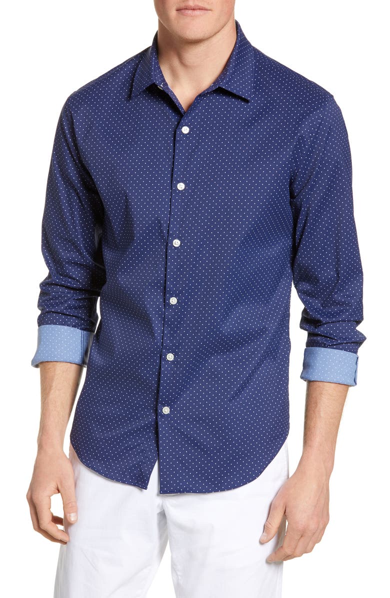 Bonobos Slim Fit Dot Tech Shirt, Main, color,