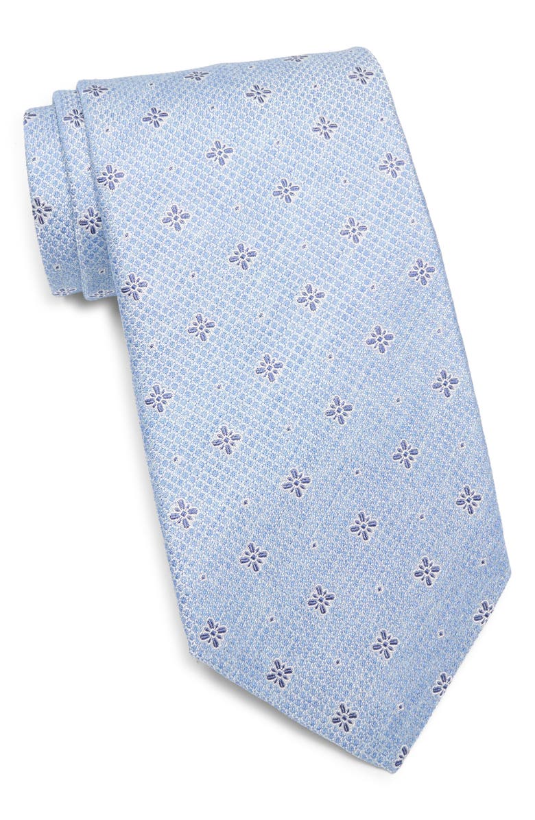 David Donahue Neat Silk Tie, Main, color, Sky