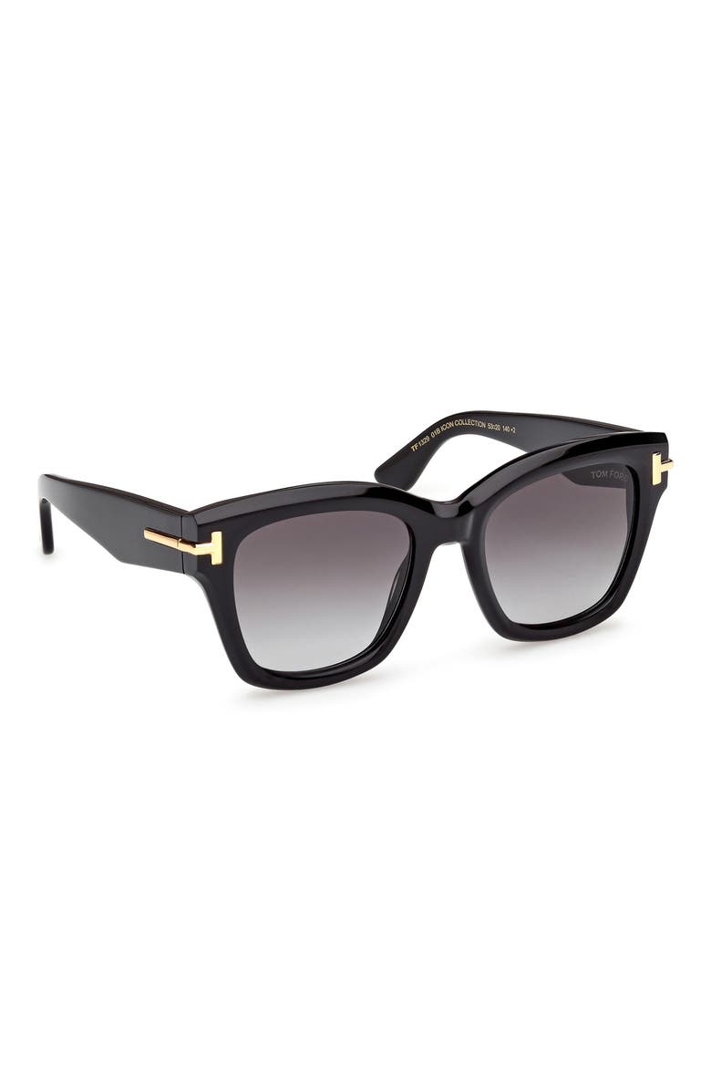 53mm Gradient Butterfly Sunglasses, Alternate, color, BLACK / BAGUETTE / SMOKE LENS