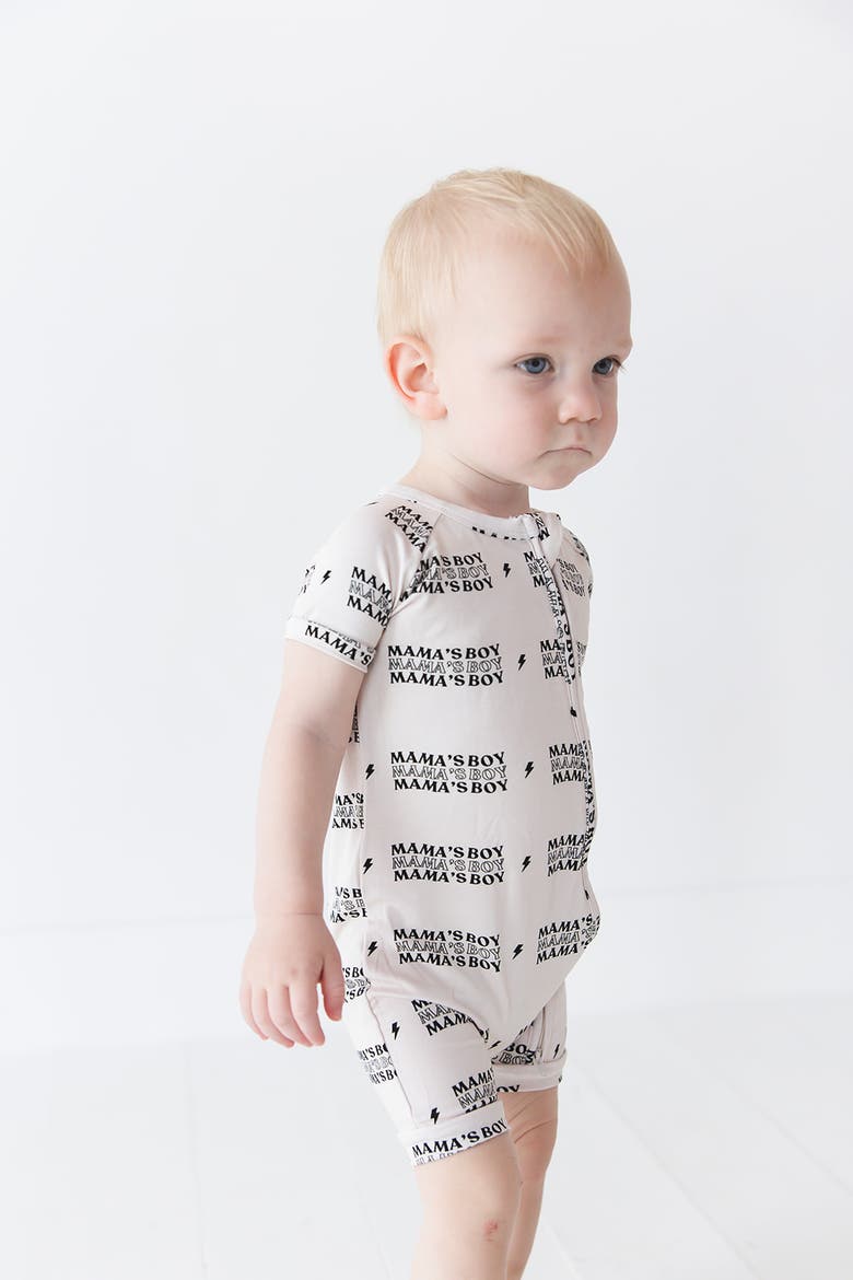 Double Zipper Shortie Romper | Mama's Boy | 6-12M, Alternate, color, Beige