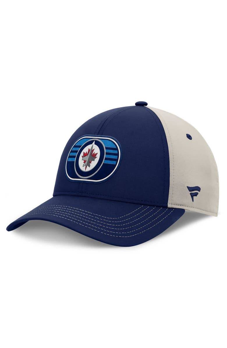 FANATICS Men's  Fanatics  Navy/Gray Winnipeg Jets 2025 Stanley Cup Playoffs Locker Room Trucker Adjustable Hat, Main, color, Navy