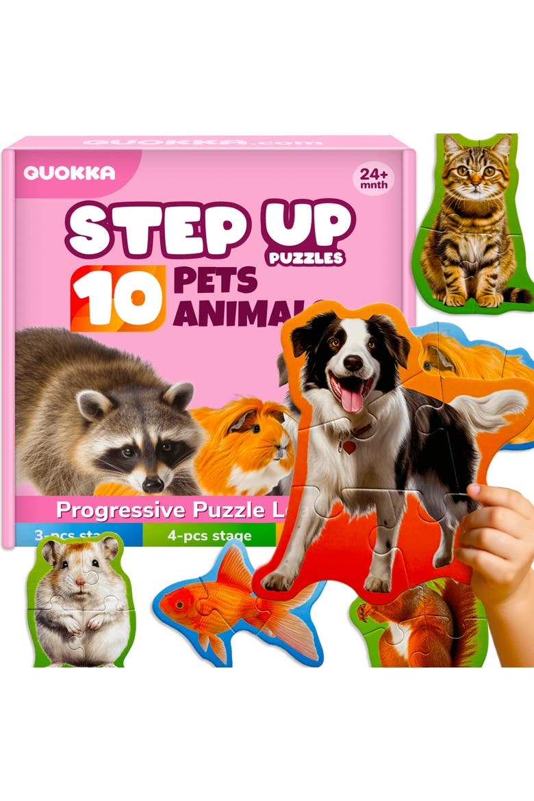 Large Floor Puzzle Set for Toddlers - 40 Piece Progressive Jigsaw Puzzles, Main, color, Pet Animals