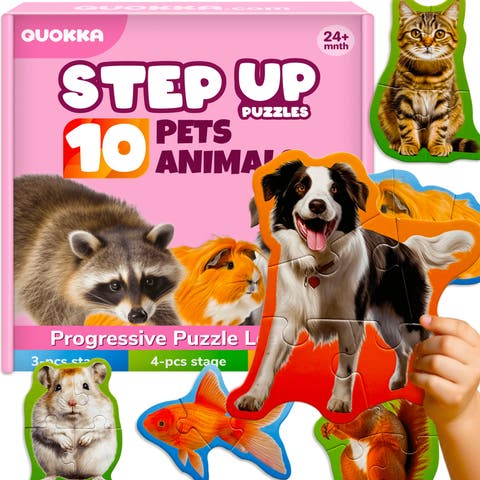 Large Floor Puzzle Set for Toddlers - 40 Piece Progressive Jigsaw Puzzles
