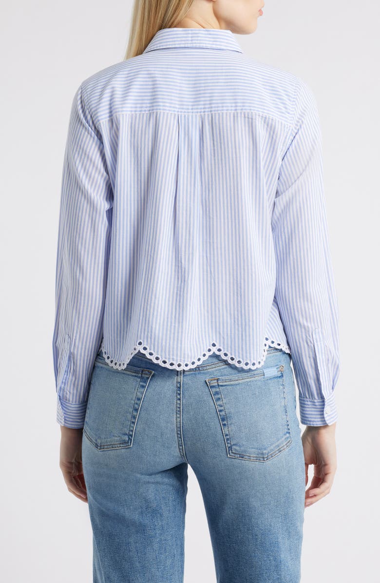 beachlunchlounge Jullian Embroidered Eyelet Shirt, Alternate, color, Blue Glass