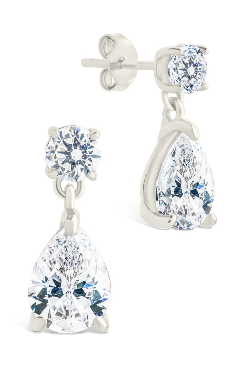 Imogen Cubic Zirconia Drop Earrings, Main, color, SILVER