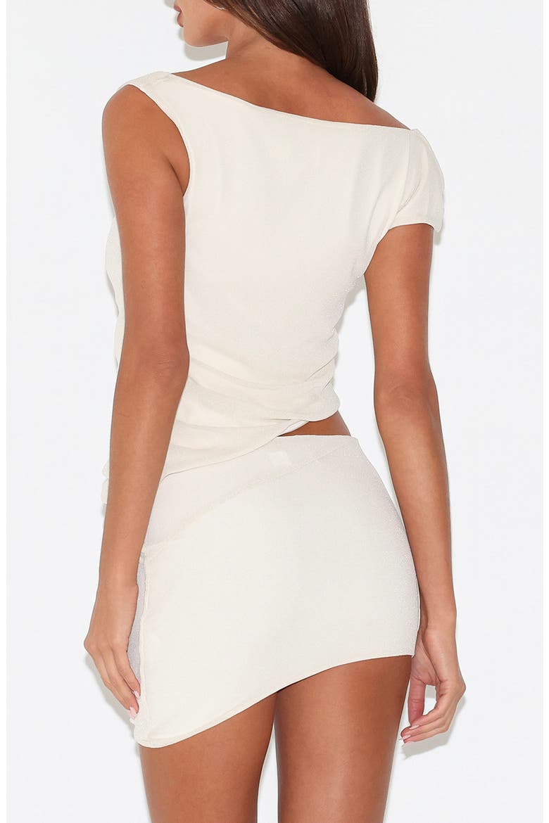 Cobi Shimmer One-Shoulder Crop Top, Alternate, color, WHITE