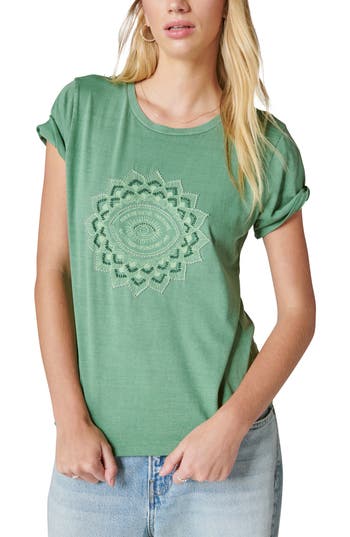 LUCKY BRAND LUCKY BRAND EMBELLISHED COTTON GRAPHIC T-SHIRT
