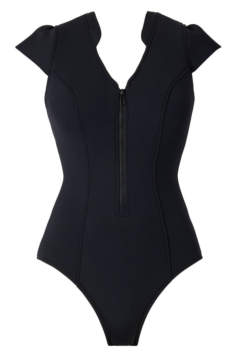 Clara Scuba Underwire One-Piece Swimsuit, Alternate, color, BLACK