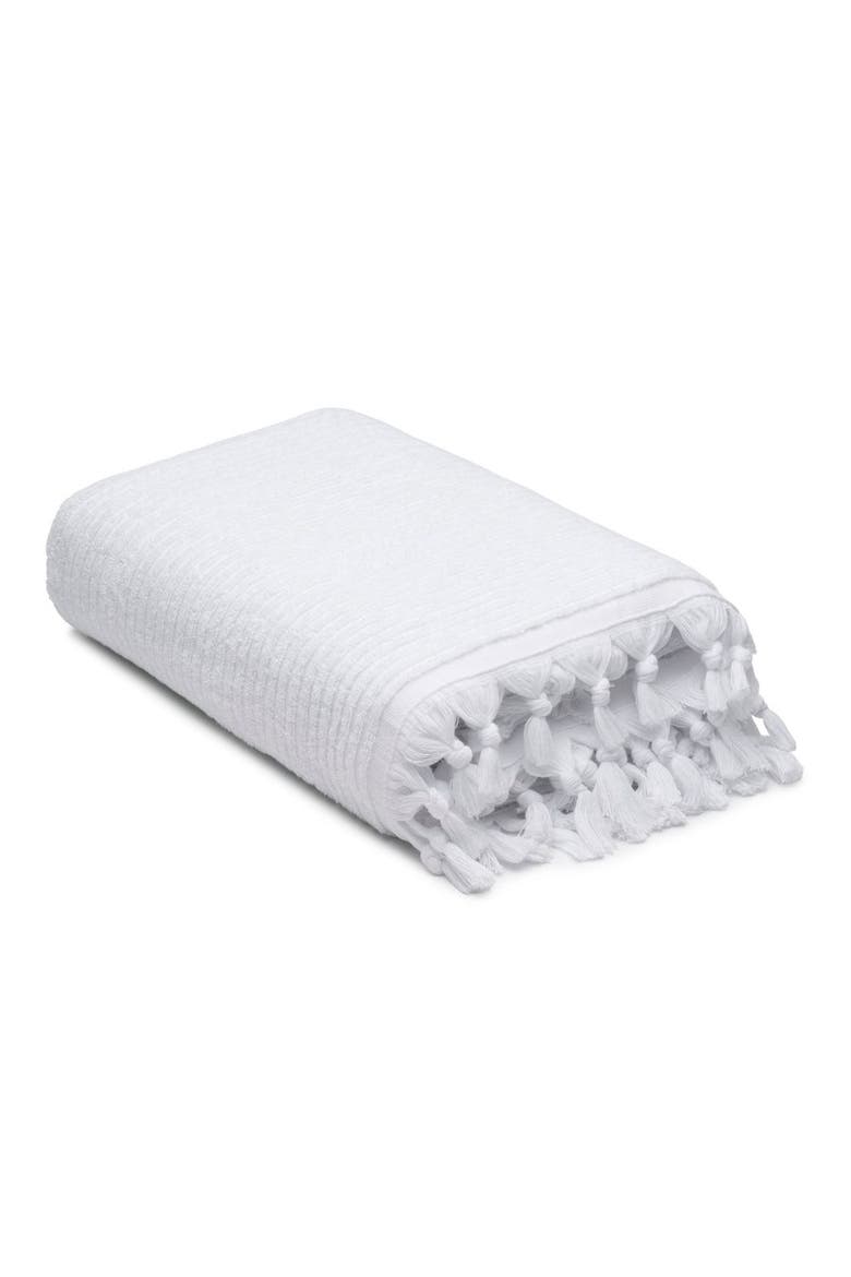 Ribbed Loom Turkish Cotton Terry Bath Towel, Main, color, White