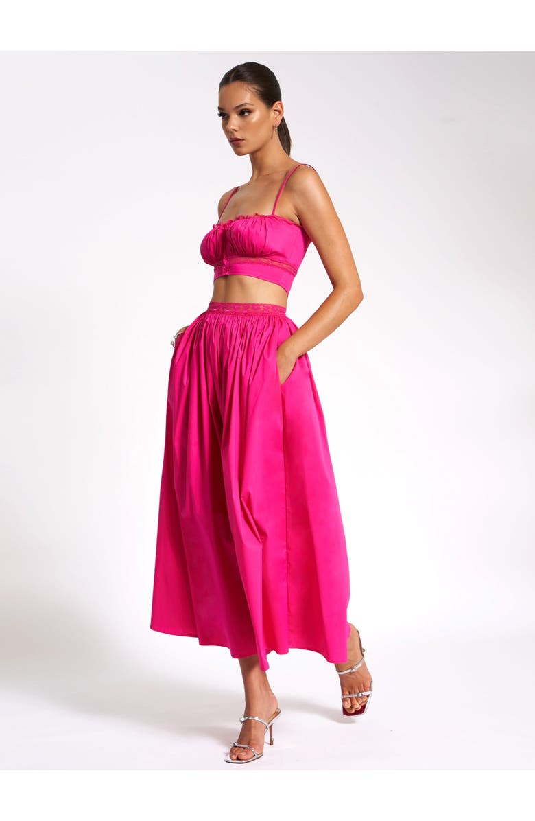 Miss Circle Maya Cotton Poplin Top With Lace Trim, Alternate, color, Fuchsia