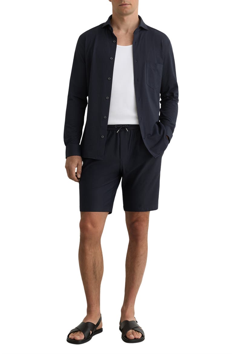 Solarko Seersucker Button-Up Shirt, Alternate, color, NAVY