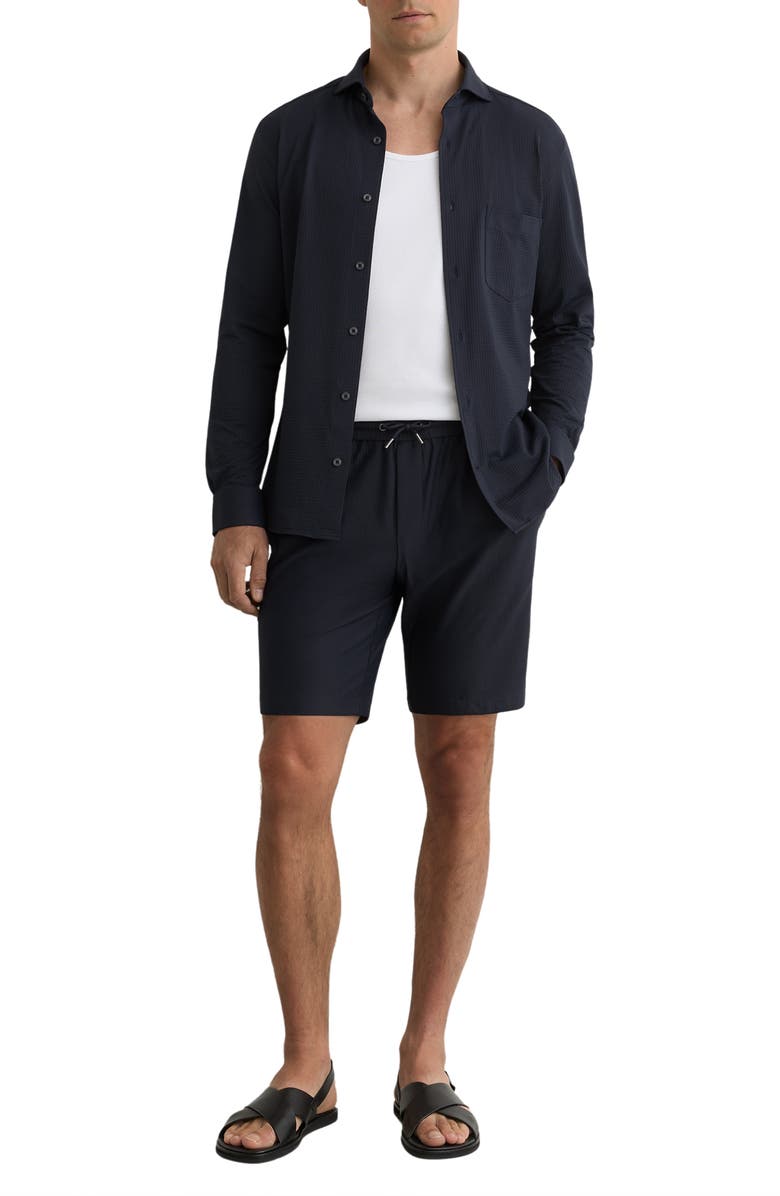 Reiss Solarko Seersucker Button-Up Shirt, Alternate, color, Navy