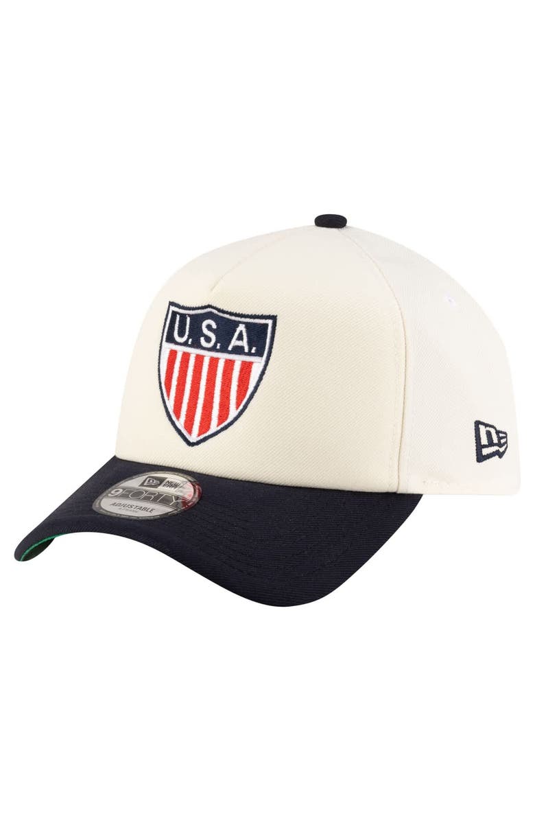 New Era Men's New Era Cream USMNT 1950 Retro Foam 9FORTY Adjustable Hat, Main, color,