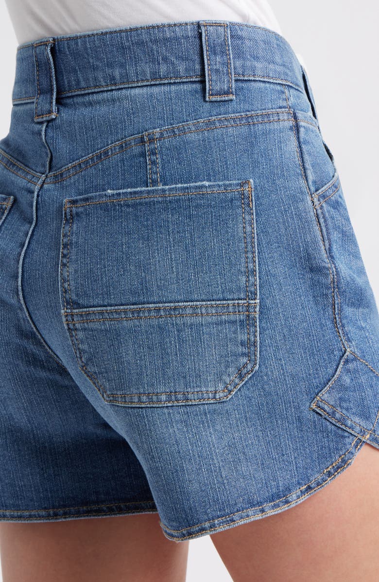 Wit & Wisdom Skyrise Dolphin Hem Denim Shorts, Alternate, color, Mid Blue Artisanal
