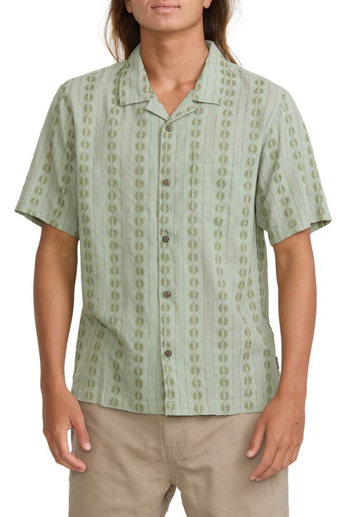 Bishop Jacquard Short Sleeve Cotton Button-Up Camp Shirt