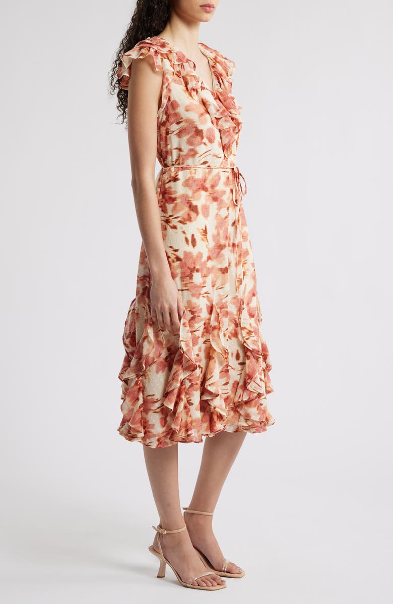 Floral Print Ruffle Midi Dress