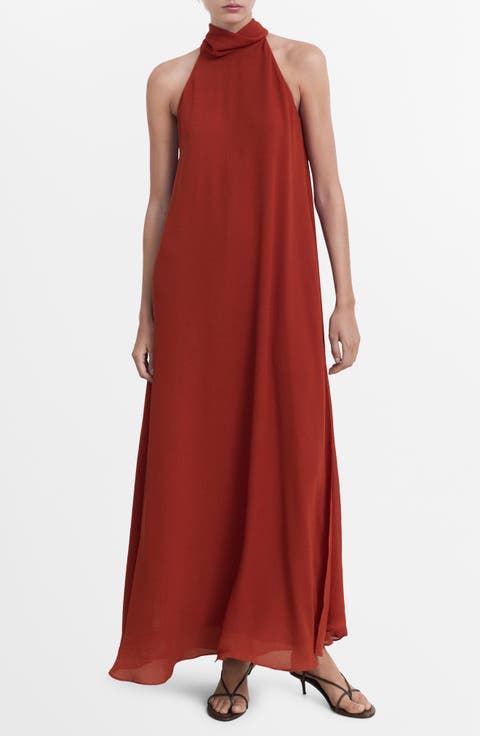 Tie Neck Sleeveless Maxi Dress