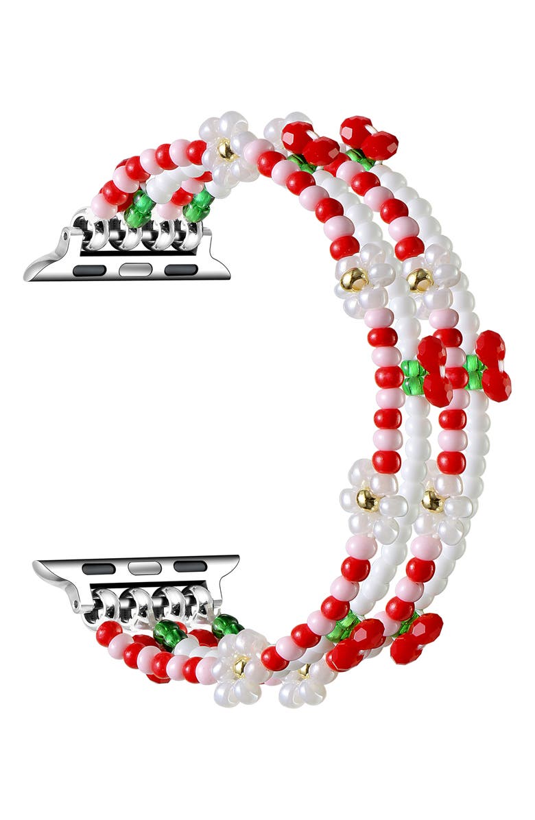 The Posh Tech Cherry Beaded Apple Watch<sup>®</sup> Watchband, Alternate, color, Cherry Floral