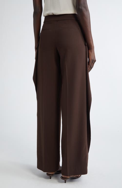 Shop Jason Wu Collection Side Ruffle Straight Leg Crepe Pants In Bark