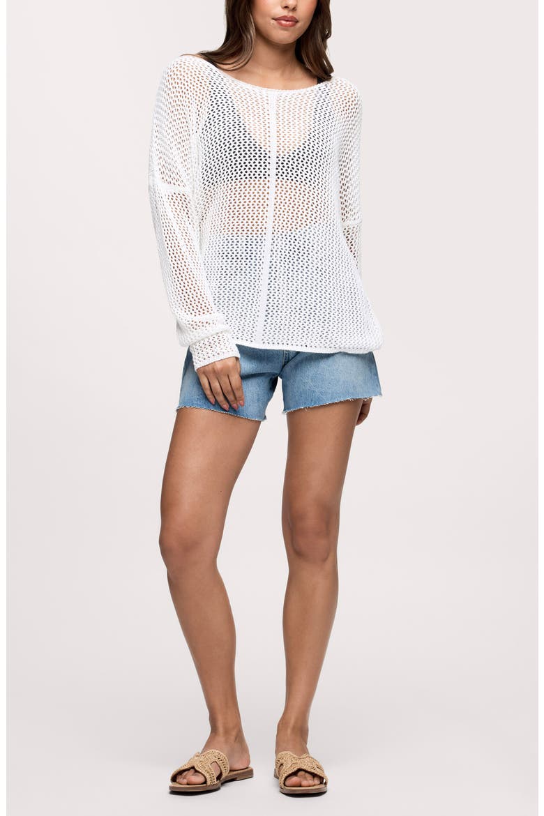 Summer Breeze Open Stitch Sweater, Alternate, color, WHITE