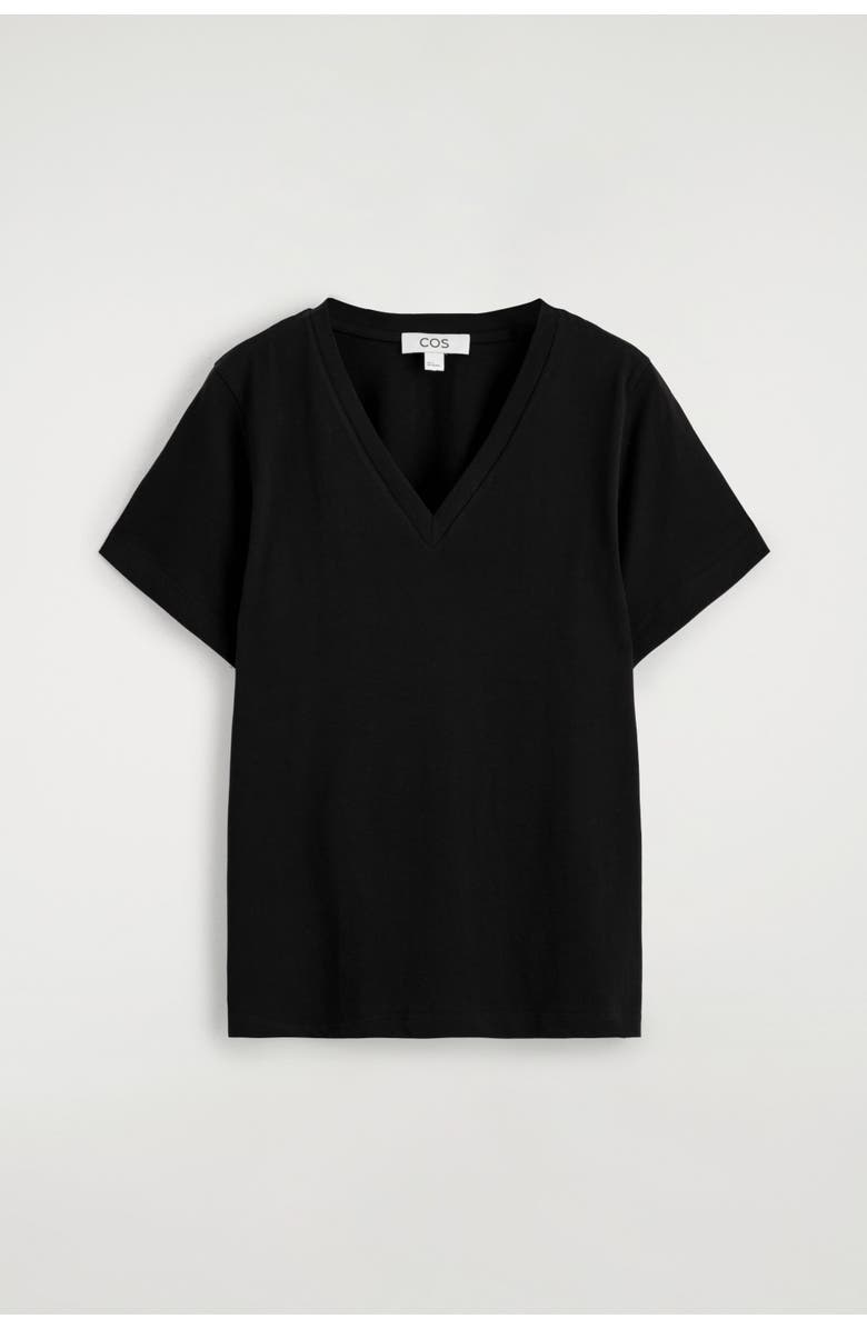 COS Cotton V-Neck T-Shirt, Alternate, color, Black