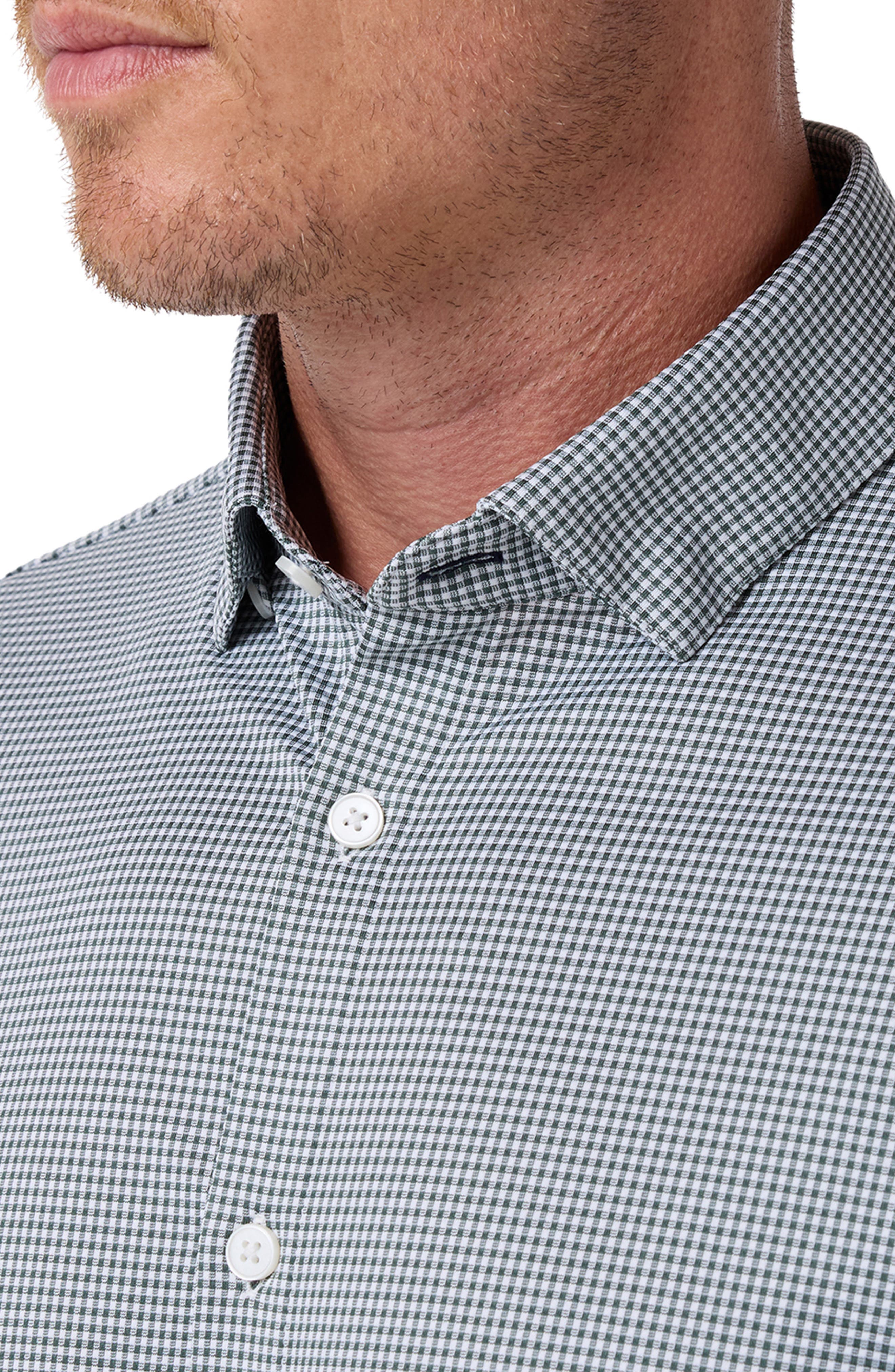 Mizzen+Main Halyard Trim Fit Gingham Check Performance Button-Up Shirt ...