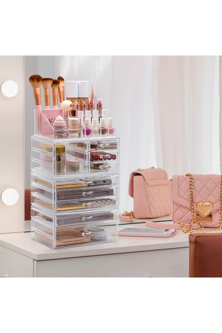 Clear Makeup & Jewelry Storage Case Display Set, Alternate, color, CLEAR