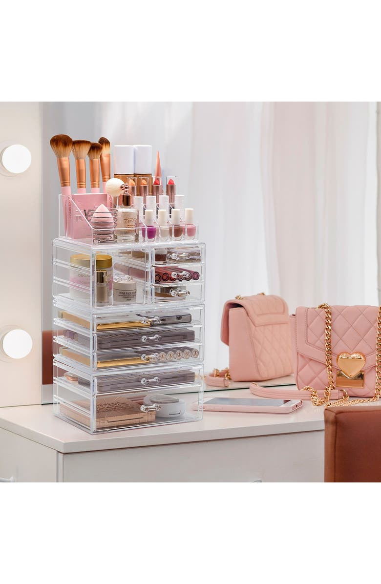 SORBUS Clear Makeup & Jewelry Storage Case Display Set, Alternate, color,