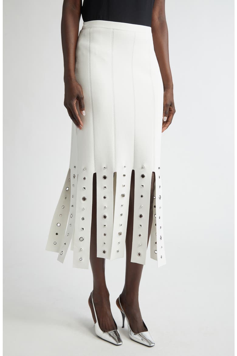 Grommet Studded Car Wash Knit Skirt, Main, color, PEARL