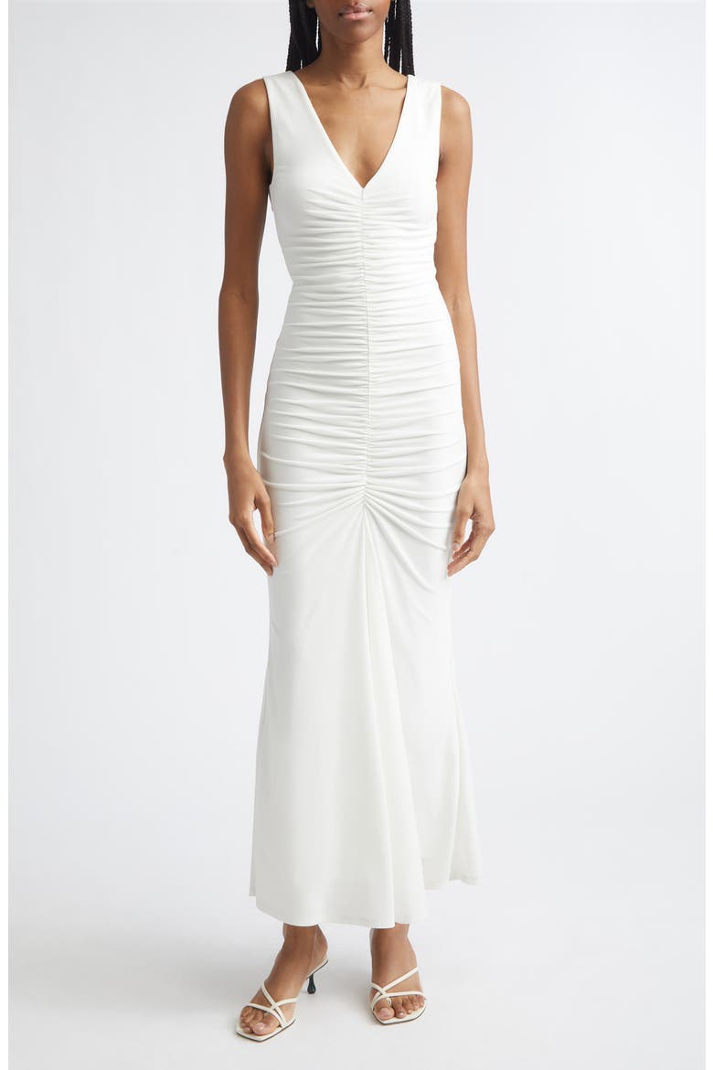 Inez Ruched Sleeveless Dress, Main, color, COCONUT