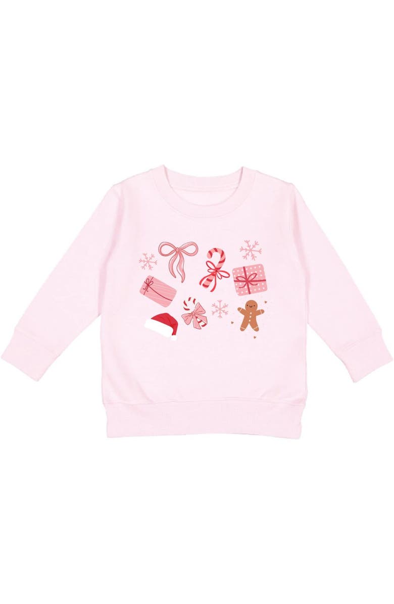 Sweet Wink Christmas Fun Sweatshirt, Main, color, Ballet Pink