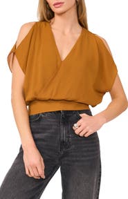 1.STATE Drape Cold Shoulder Top