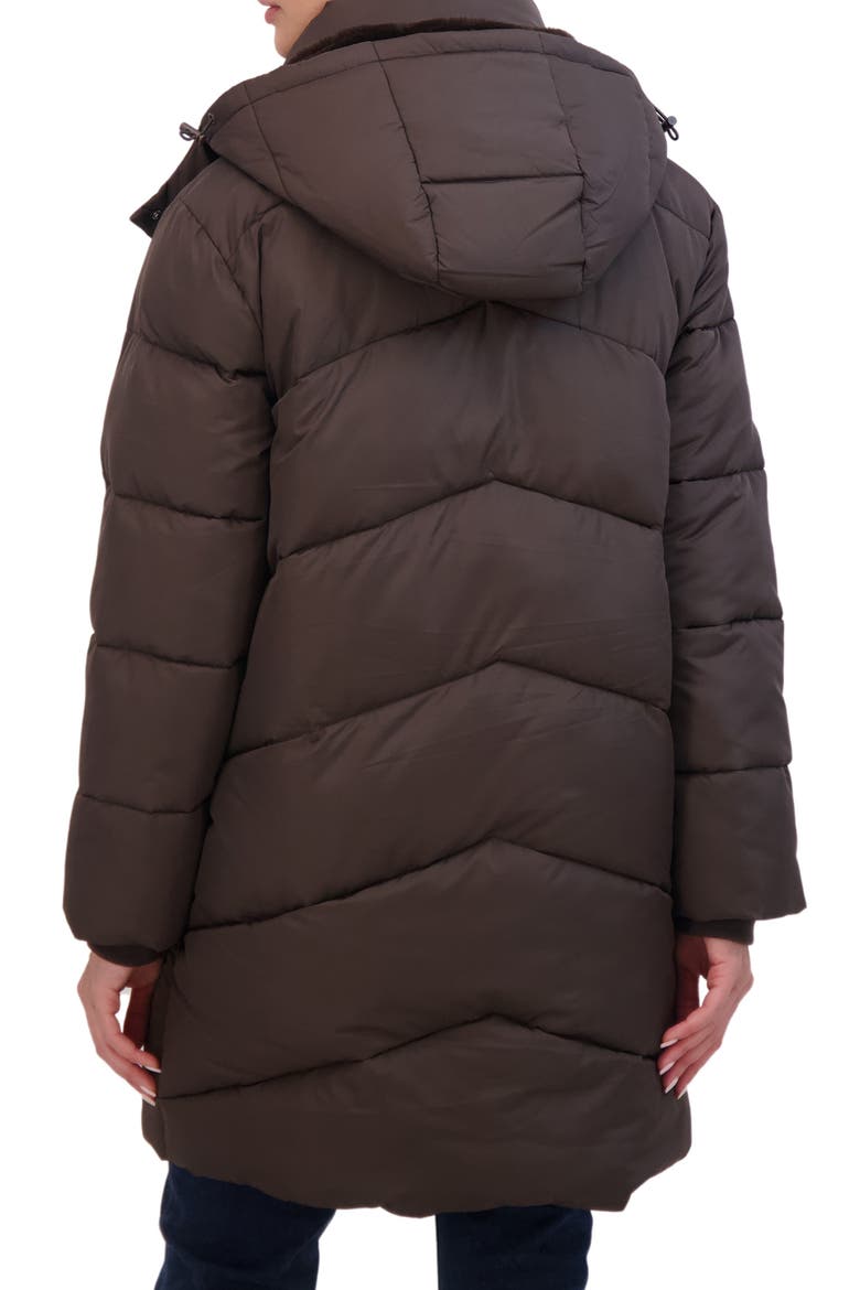 Quilted Hooded Puffer Jacket, Alternate, color, BROWN