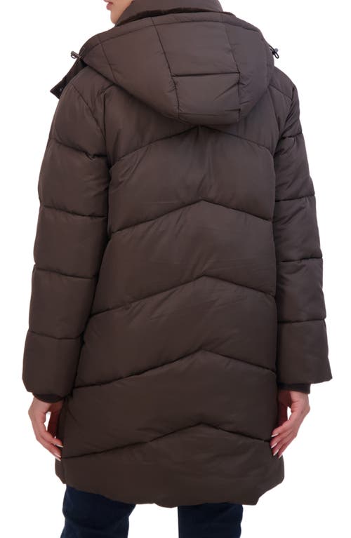 Sebby Quilted Hooded Puffer Jacket In Brown