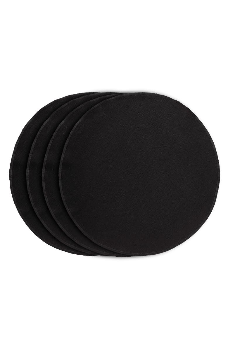 Solino Home Linen Round Placemats - Vesta, Main, color, Black
